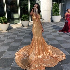 GOLD SEQUIN PROM DRESS